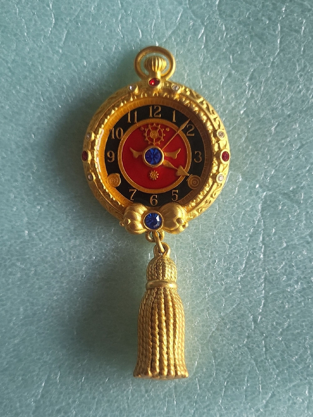 Bob Mackie Vintage Goldtone Decorative Pocket Watch Brooch Pin with Tassel